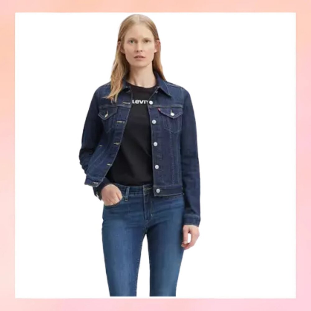 Levi Strauss Womens M Dark Gray Brushed Cotton Trucker Jacket XL